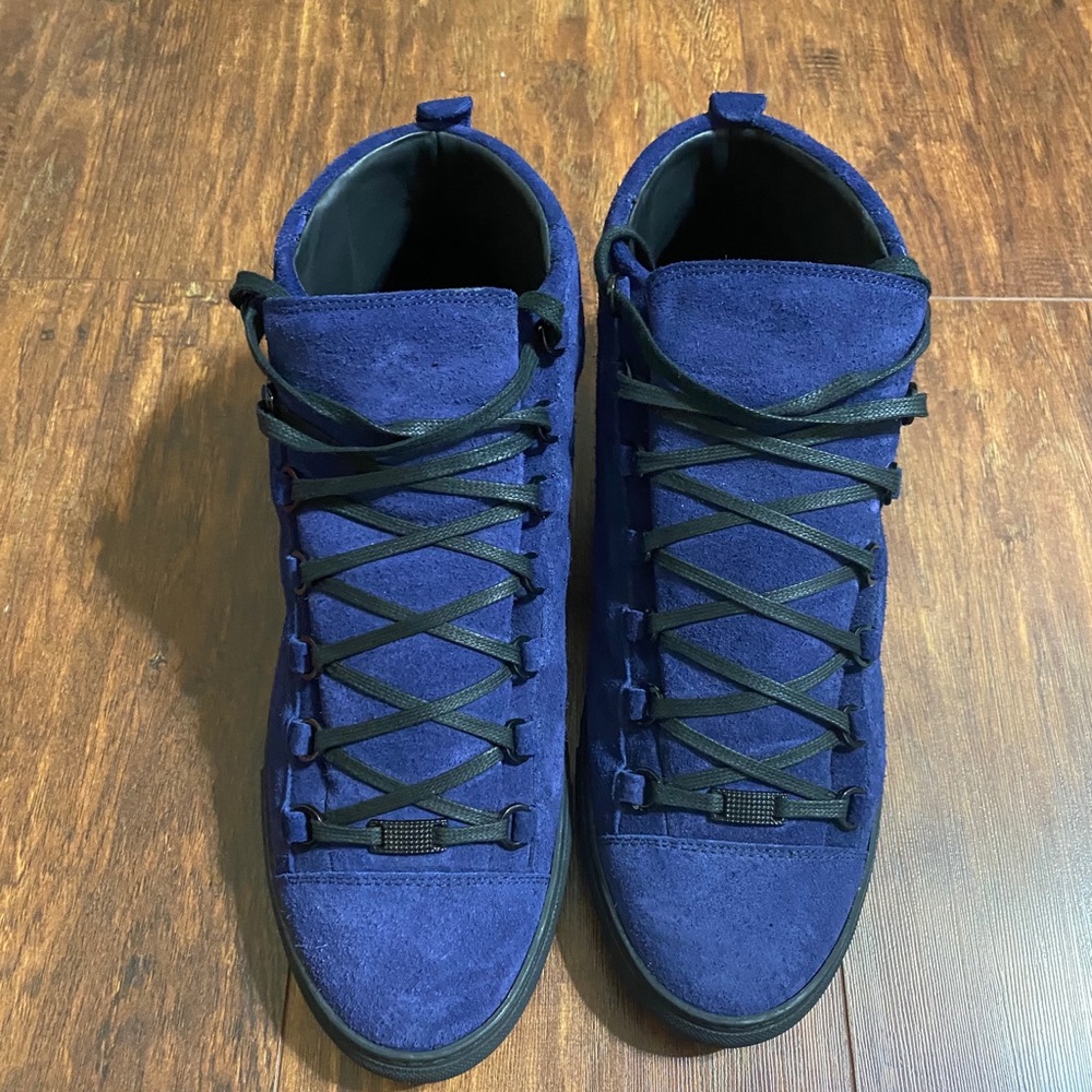 Balenciaga Pelle S. Gomm Blue Suede Sneakers Sz 46